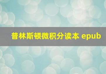 普林斯顿微积分读本 epub